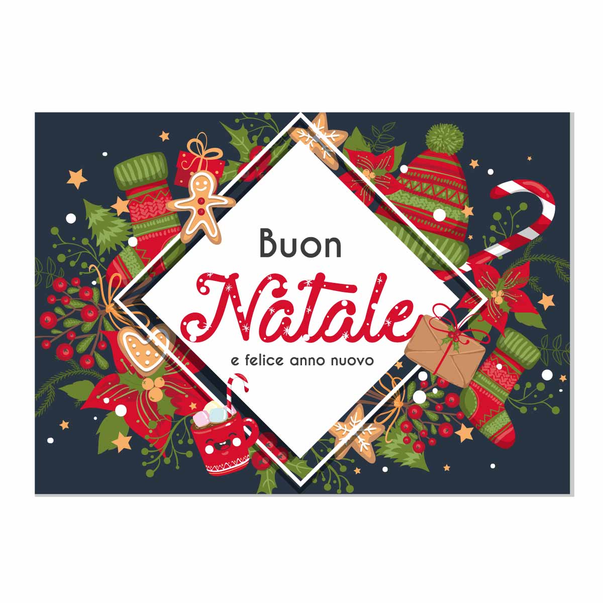 Merry Christmas and Happy New Year greeting card