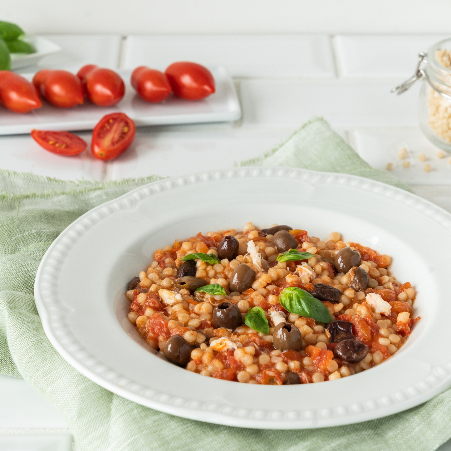 Sardinian fregula with datterini and crab pulp